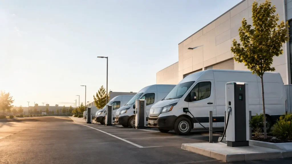Electric fleet vehicles using generic commercial charging equipment in the United States