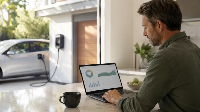 EV charging time and cost calculator used by a homeowner while an electric vehicle charges